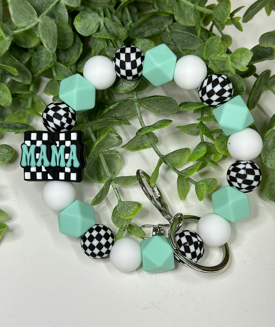 Checkered Flag Mama Wristlet
